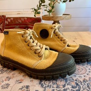 French Veritable Pataugas Canvas High Top Yellow Boots Women’s 11